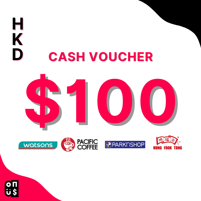 HKD 100 Cash Voucher | Hung Fook Tong, Pacific Coffee, PARKnSHOP, Watsons