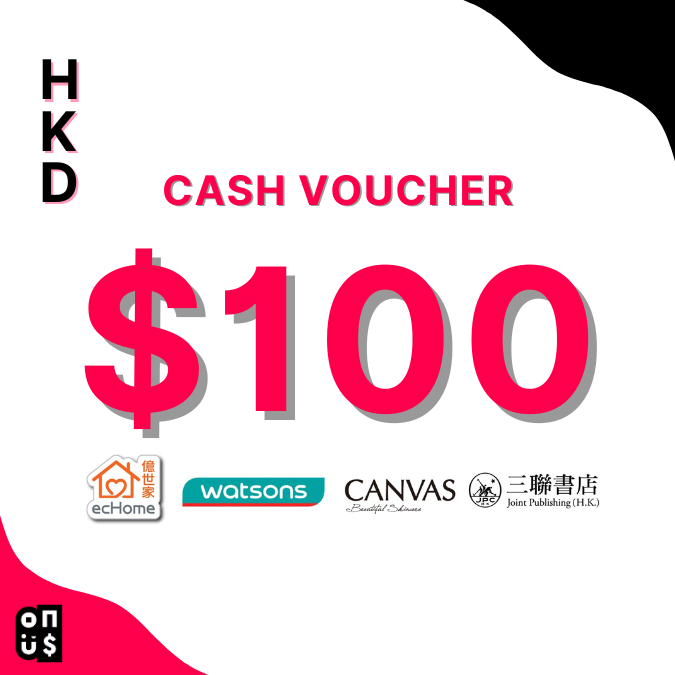 HKD 100 Cash Voucher | ecHome, Joint Publishing Hong Kong, CANVAS, Watsons